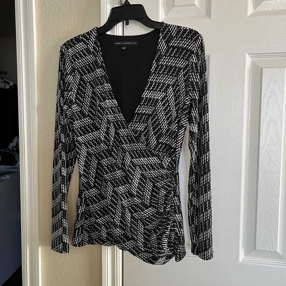 WHBM, size 8, black and white top.